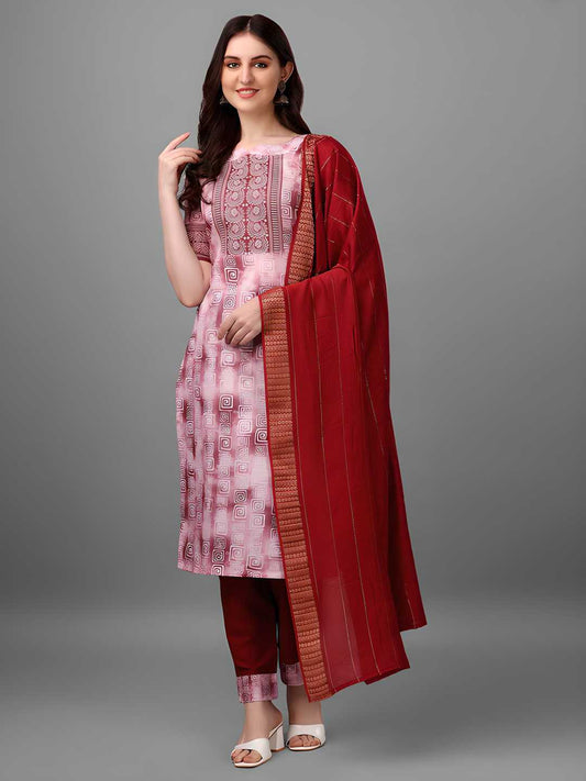 Cotton Printed Straight Kurti Set For Womens