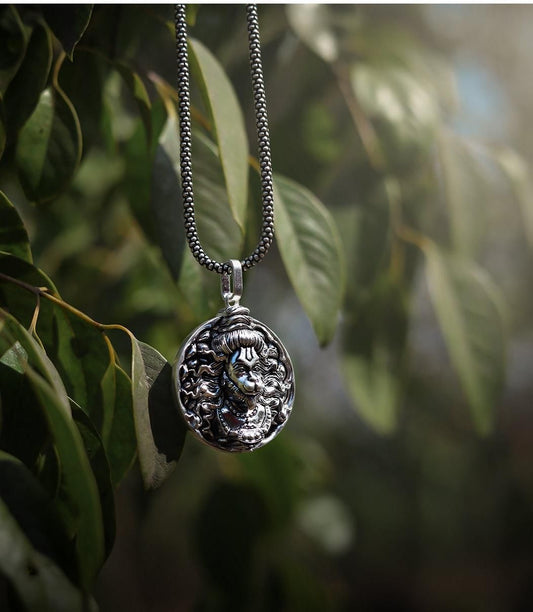 Men's Silver Chain with Hanuman Pendant