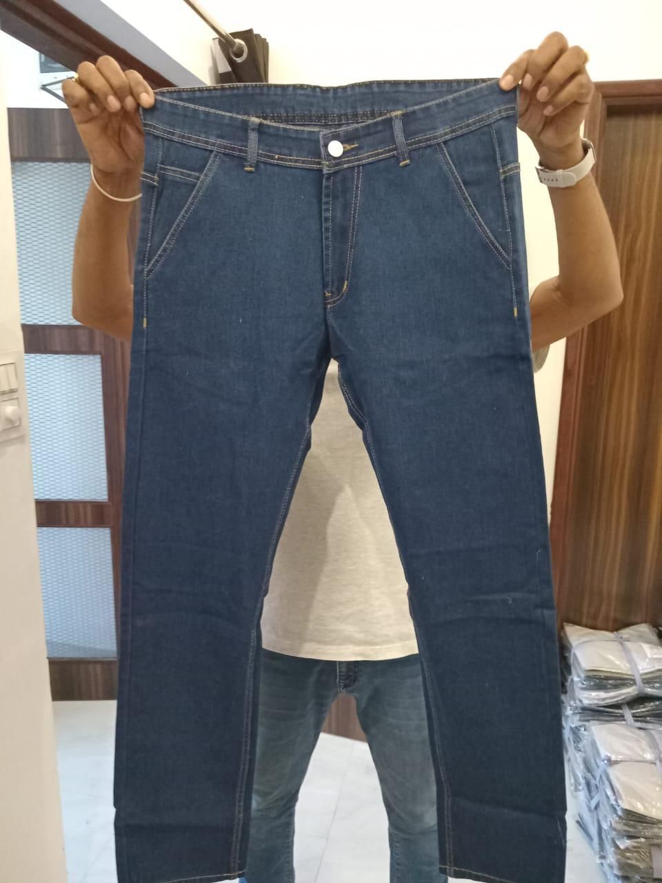 Mens Casual Denim Solid Jeans