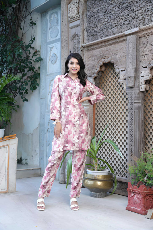 Cotton Floral Print Full Sleeves Womens Co-Ord Set